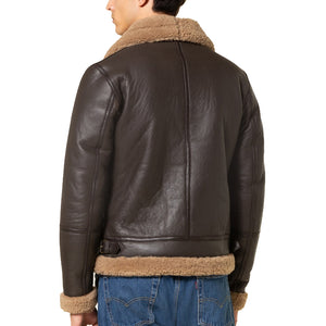 Flight Leather Jacket with Faux Fur Collar
