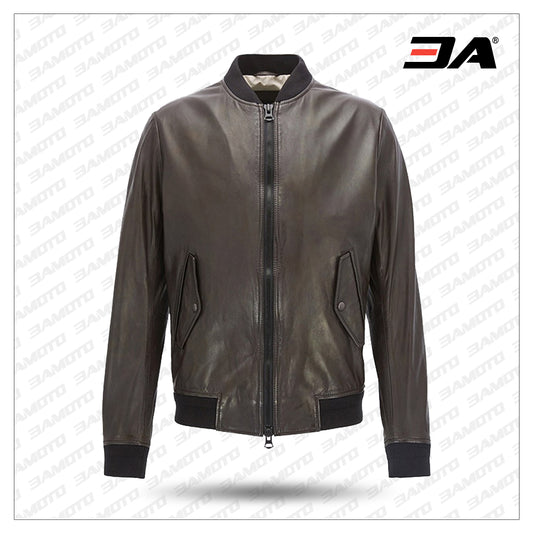 Lightweight Fashion Leather Bomber Jacket - Black Jacket