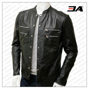 Stylishly Detailed Mens Leather Shirt