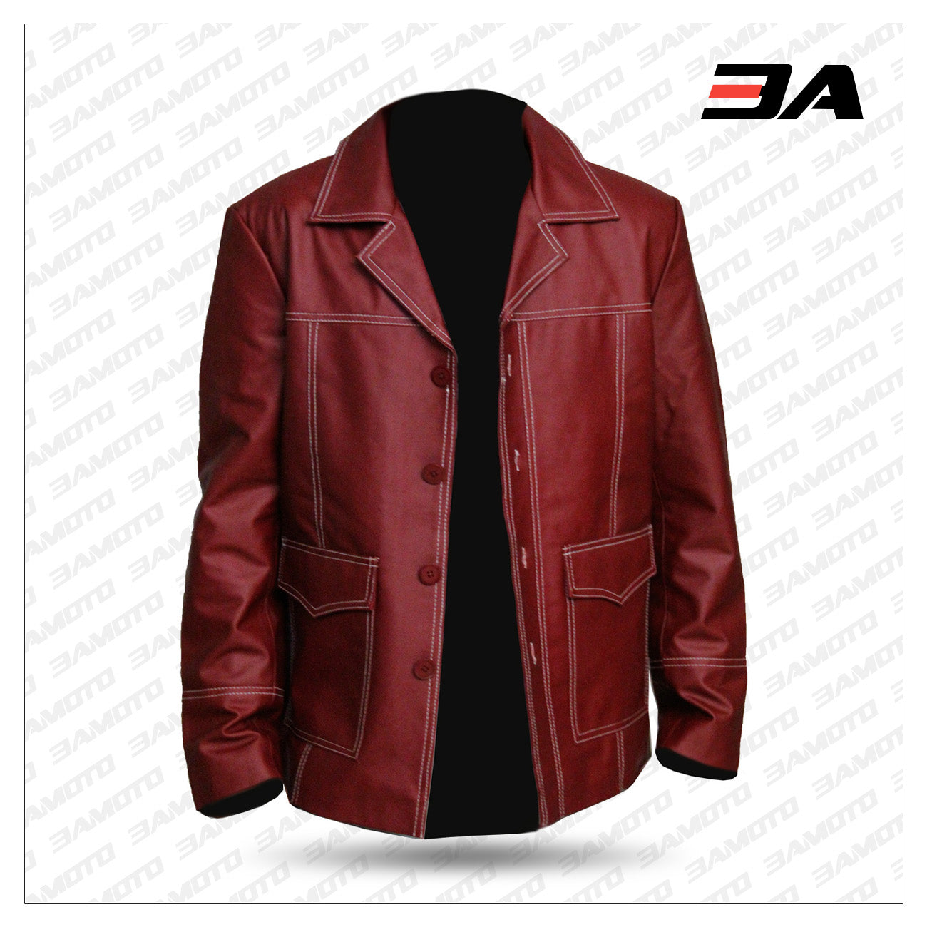 Tyler Durden Red Leather Jacket - Men's Fight Club Jacket