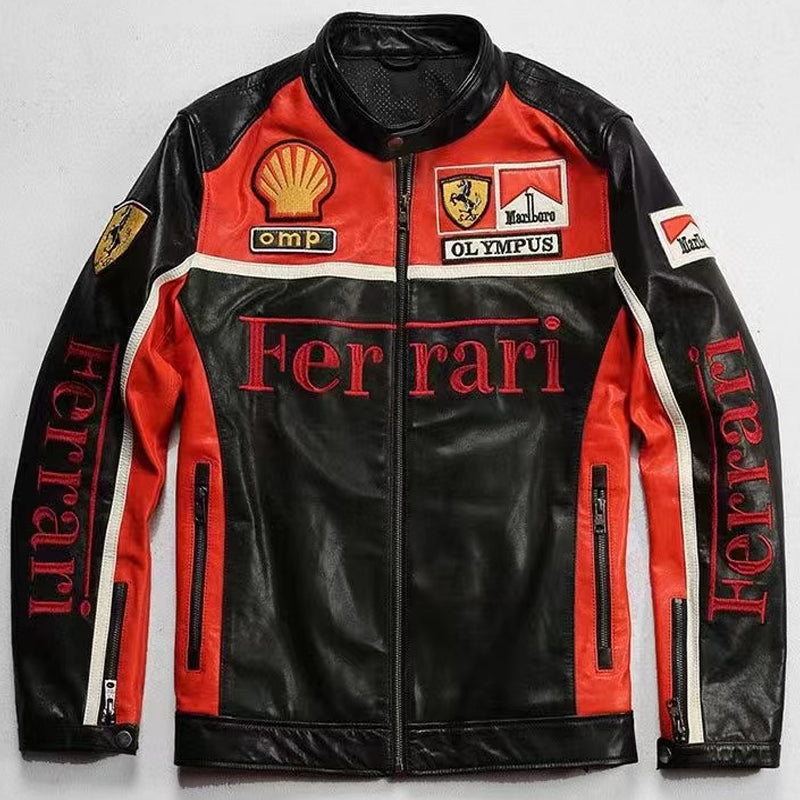 Shop New Vintage Ferrari Leather Motorcycle Jacket Online