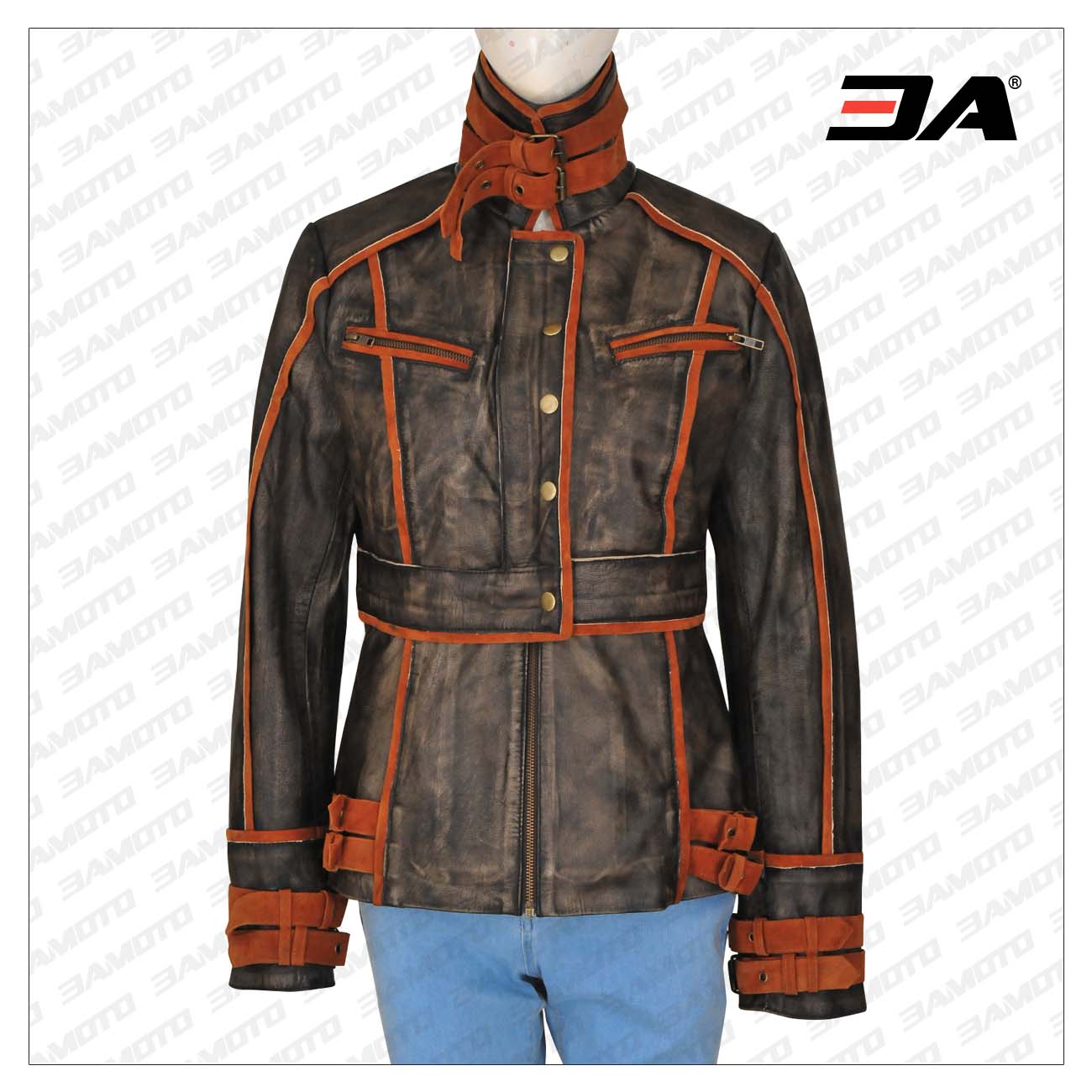 Durable Leather Jacket: The Women's Ruff Buff Leather Jacket laid flat, emphasizing the durable leather and unique texture that sets it apart from typical jackets.