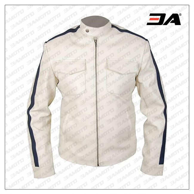 White Sheepskin Jacket Inspired By Aaron Paul Need For Speed