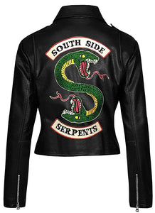 Womens Riverdale Black Genuine Leather Jacket Southside Serpents