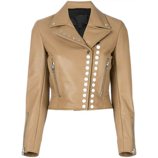 Women Studded Style Fashion Leather Jacket