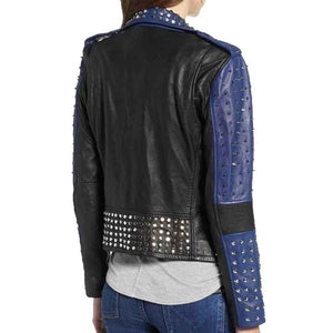 Women Punk Style Studded Leather Jacket