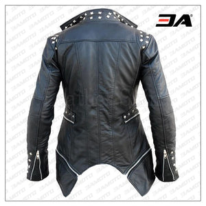 Black Leather Jacket With Spike
