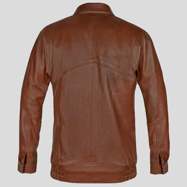 Aviator Bomber Leather Jacket Back