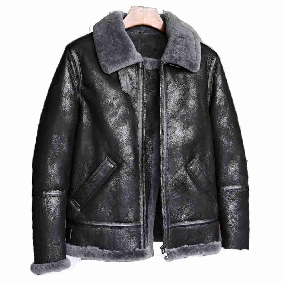 Mens RAF B3 Flying Pilots Shearling Skeepskin Aviator Leather Jacket