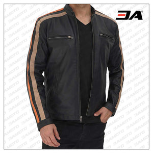 black leather jacket cafe racer style