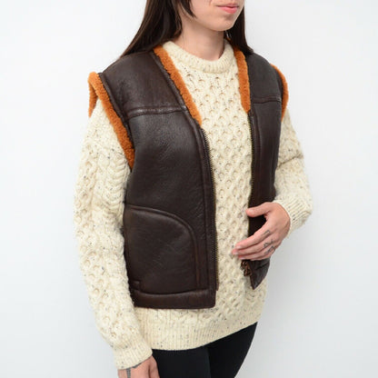 brown leather vest