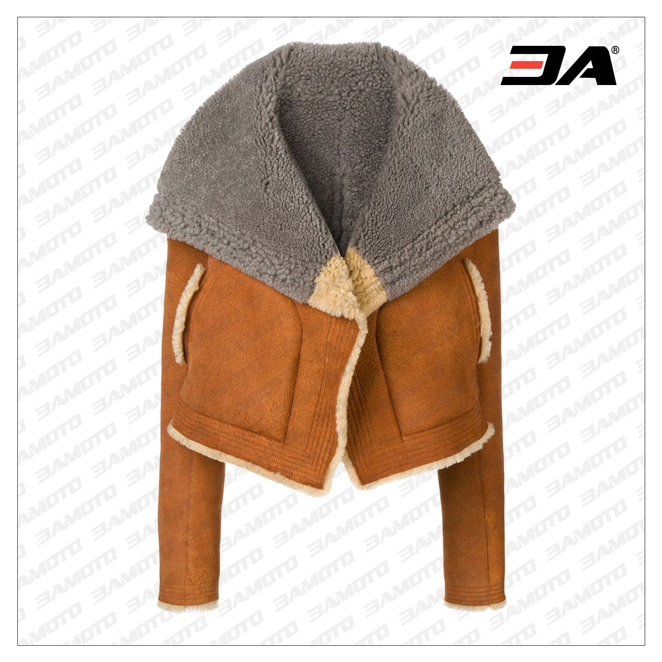Brown Suede Jacket - Lamb Fur Oversized Jacket | 3amoto