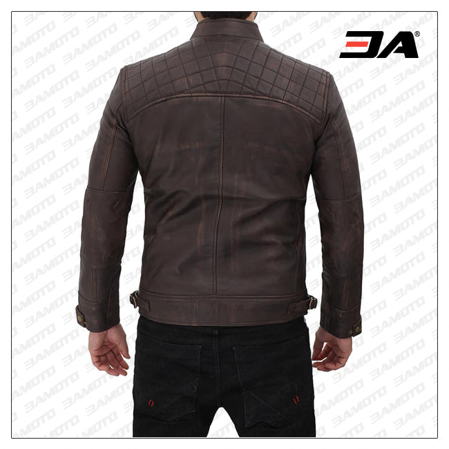 brown leather motorcycle jacket