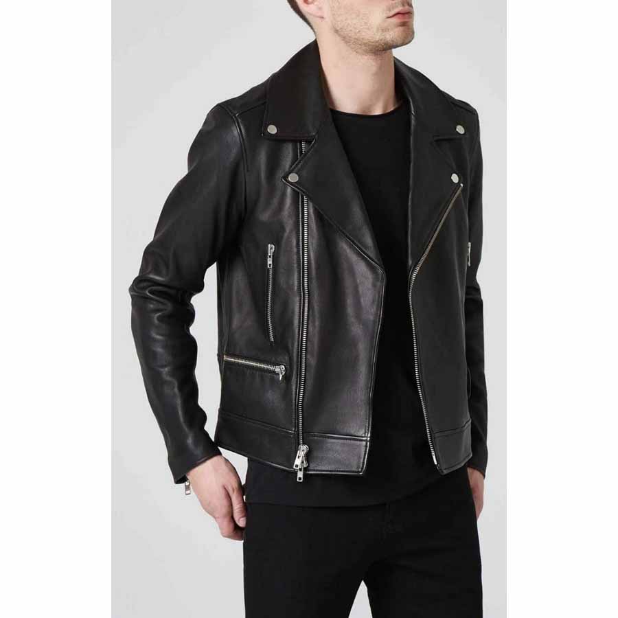 Buy Mens Black Fashion Leather Biker Jacket