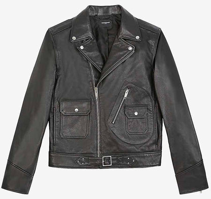 Buy Trendy Mens Black Leather Biker Jacket
