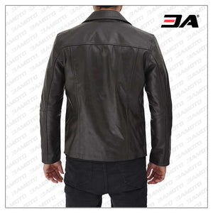 casual dark brown leather jacket