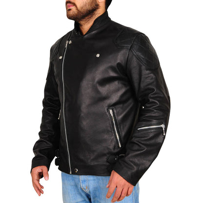 cool black leather jacket