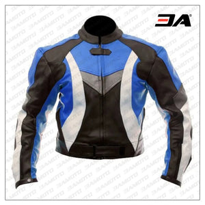 Custom Protective Gear White,Black And Blue Motorcycle Jacket