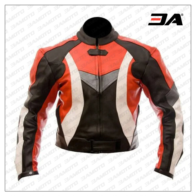 biker protective gear Custom Protective Gear White,Black And Red Motorcycle Jacket