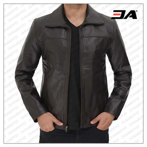 Parrish Cowhide Leather Dark Brown Casual Jacket