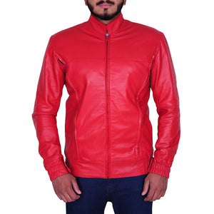 funky red leather jacket