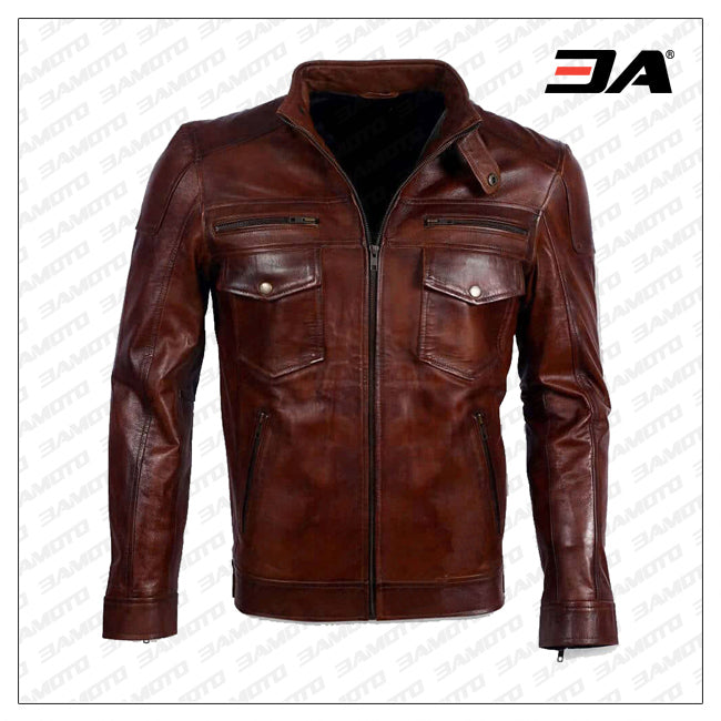 mens brown leather jacket for sale