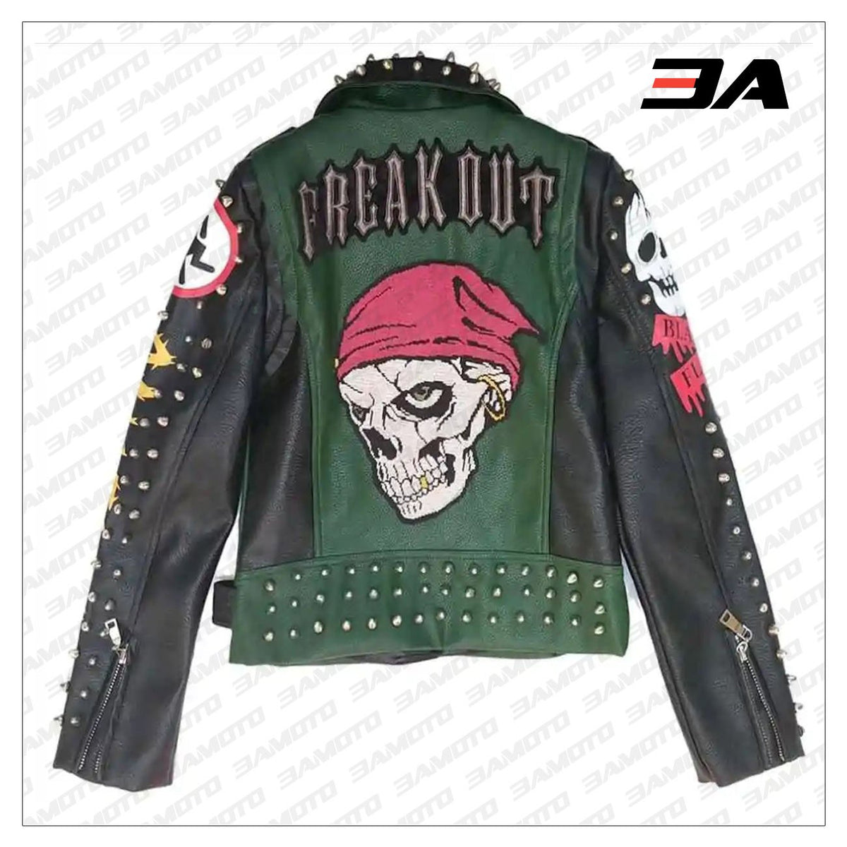 Graffiti Studs Punk Style Skull Biker Pu Jacket