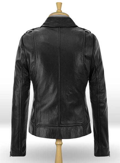 Black leather jacket in biker style