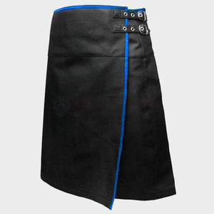 leather wrapping kilt blue
