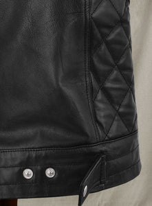 mens classic black leather motorcycle biker vest