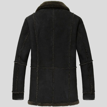 Mens Sheepskin Leather Reacher Style Coat Back