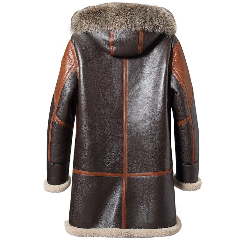 Men's Vintage Sheepskin Shearling Parka Coat