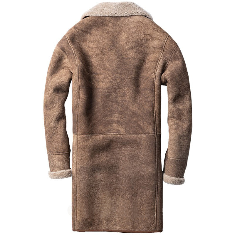 Men's Old School Shearling Sheepskin Trench Coat