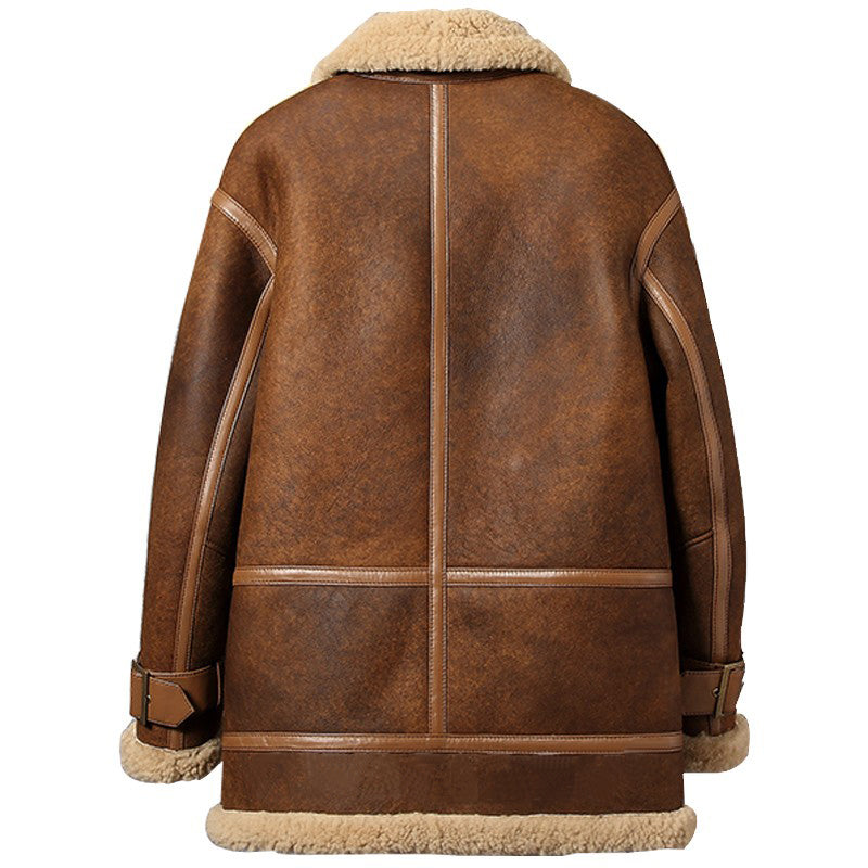 mens sheepskin shearling long coat
