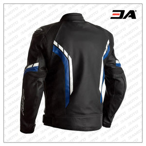 Motorcycle Black And Blue Leather Jacket