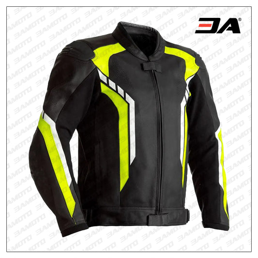 Motorcycle Black And Yellow Leather jacket