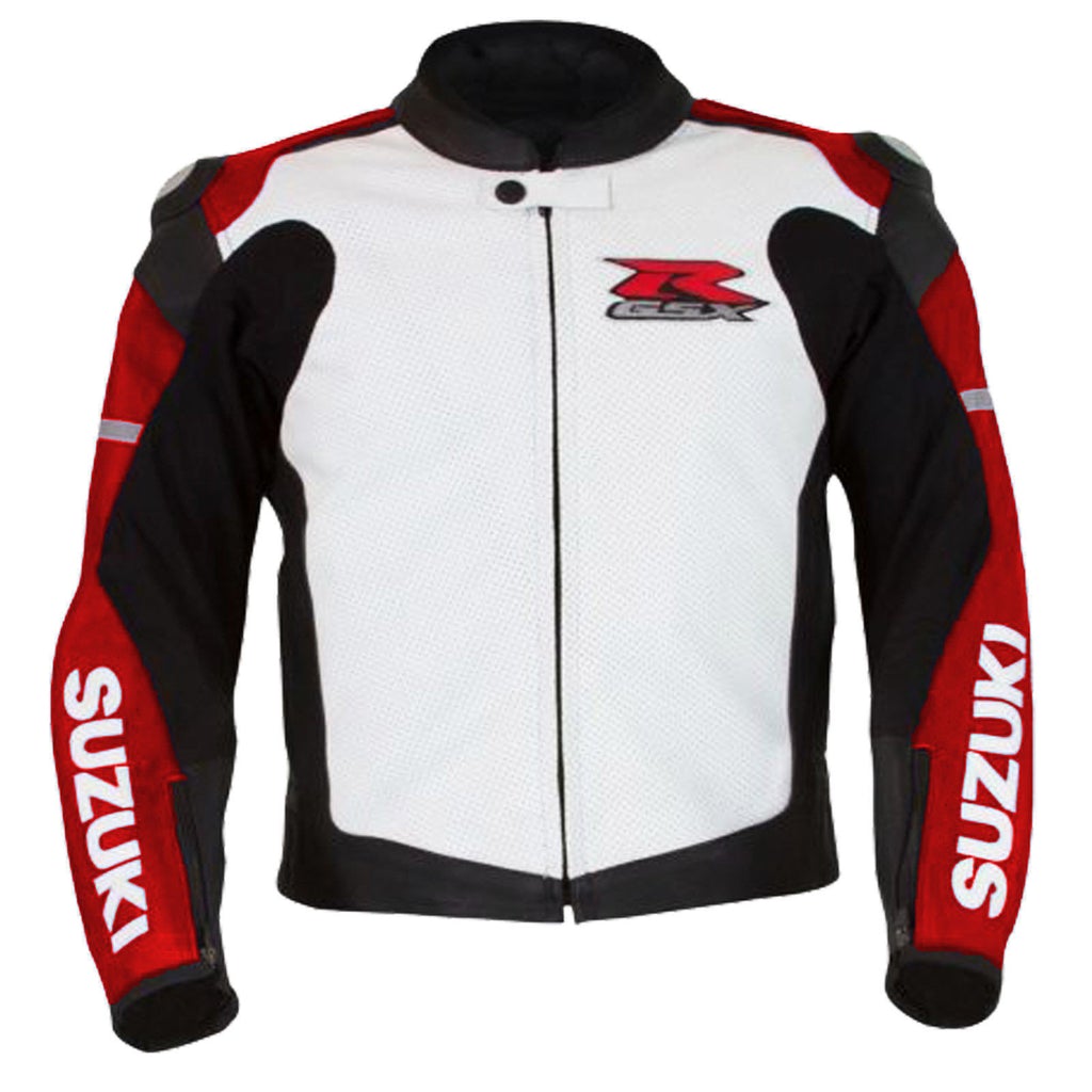 SUZUKI GSXR Motorcycle Leather Racing Red Jacket