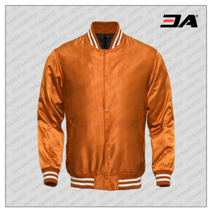 Orange Satin Baseball Jacket