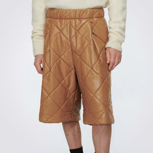 Quilted Leather Shorts For Men