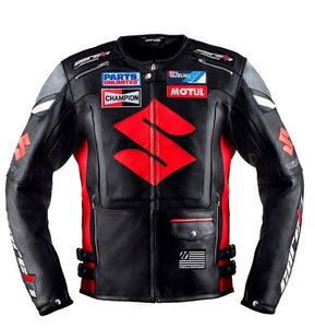 Red Suzuki Motul Motorcycle Leather Racing Jacket