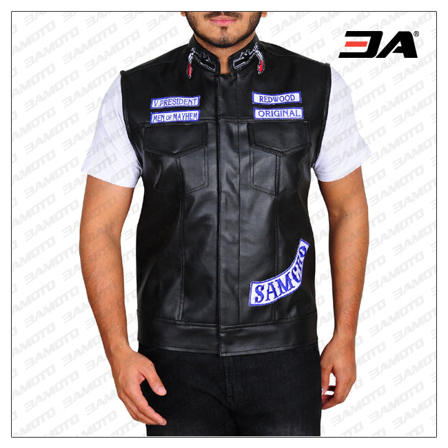 Black Leather Vest Sons Of Anarchy For Men Men Jacket Leather Vest