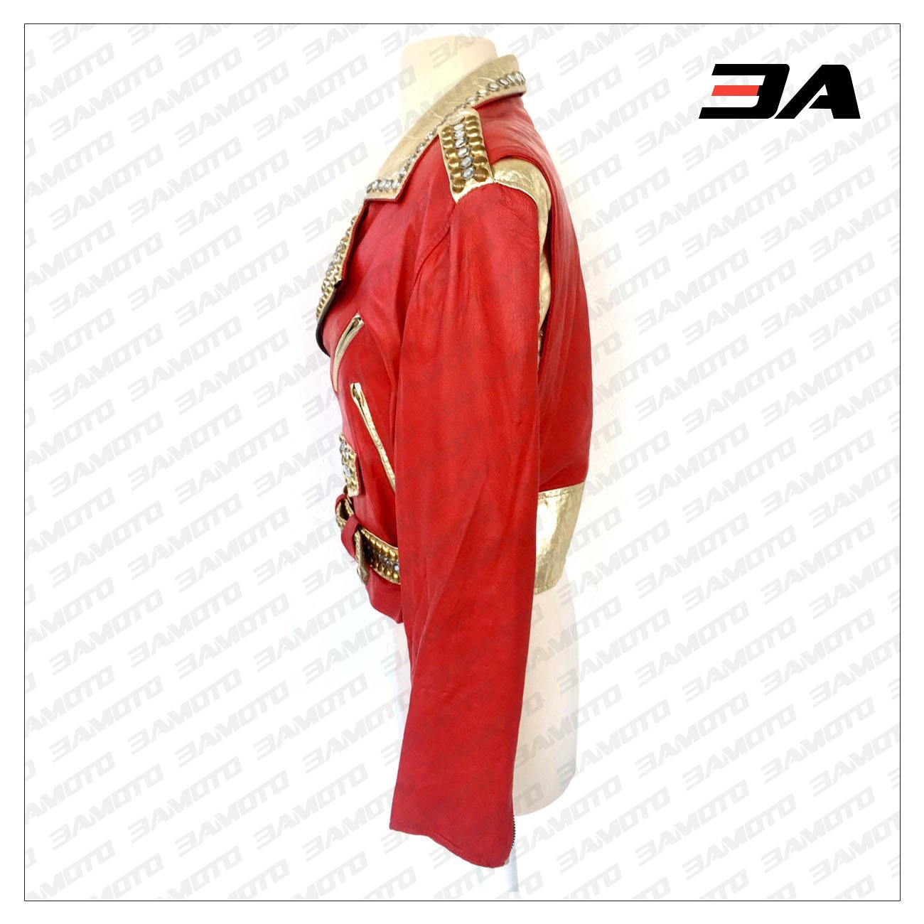 Studded Crystal Embellished Vintage Leather Jacket - 3A MOTO LEATHER