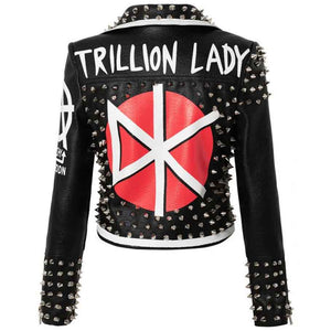 Women's Punk Style Black Studded Leather Jacket