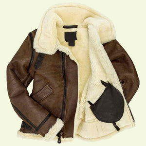 womens b3 brown leather shearling jacket