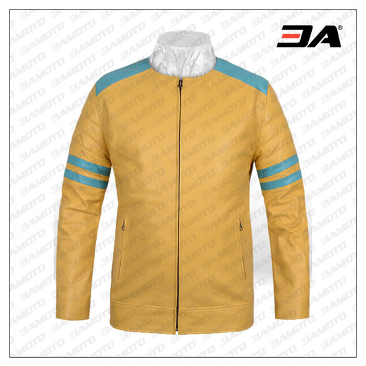 Yellow Leather Fighter T-shirt Jacket