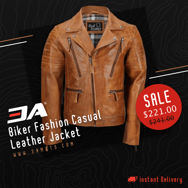 Biker Fashion Casual Leather Jacket - 3A MOTO LEATHER