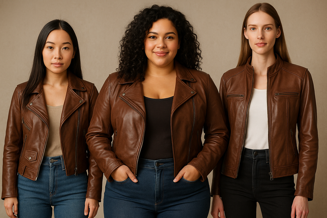 Jacket Style Body Brown Leather Jackets by Body Shape: Best Brown Jacket Styles for Peti