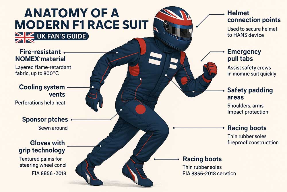 Basic Racing Suit Anatomy of a Modern F1 Race Suit: UK Fan's Guide