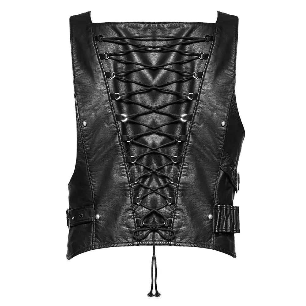 Armored Artillery Dieselpunk Vest Men Black in Faux Leather