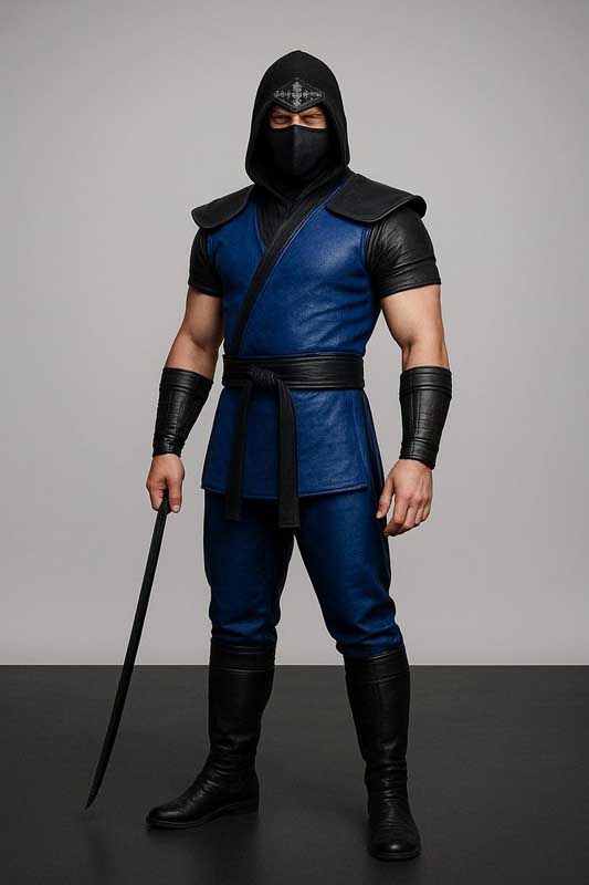 Black and Blue Leather Ninja Costume Samurai Warrior Armor Suit - 3amoto shop